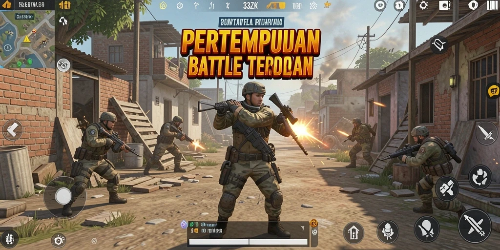 Screenshot utama 33ZK menunjukkan aksi seru Battle Royale.