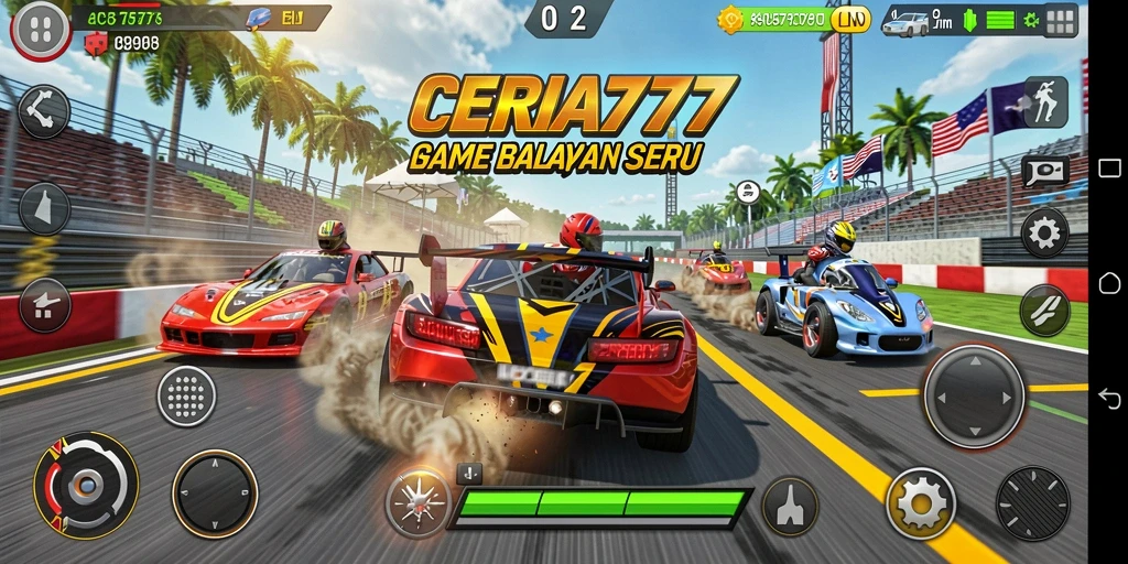 Screenshot CERIA777 yang menampilkan aksi balapan yang mendebarkan.
