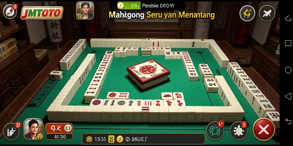 Screenshot utama JMTOTO menampilkan gameplay Mahjong yang mendebarkan.