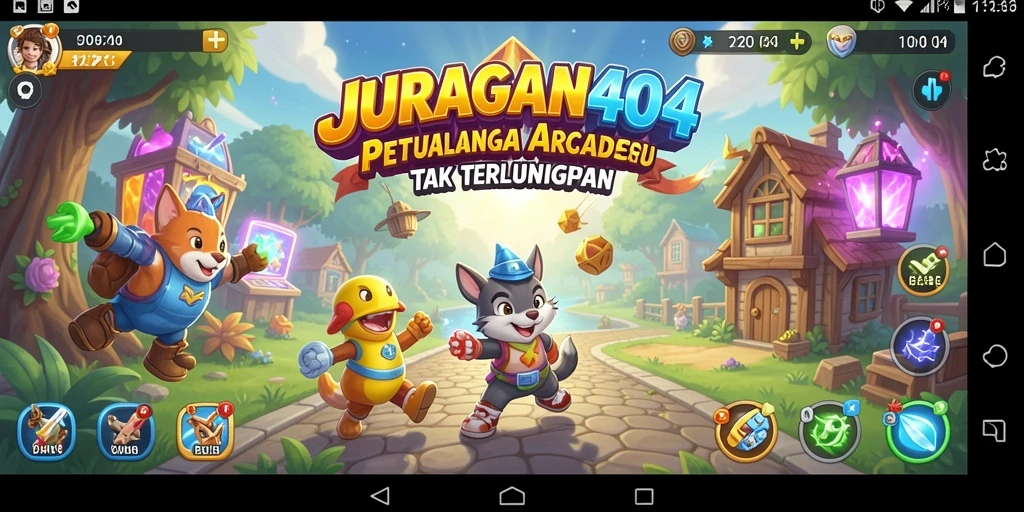 Tampilan gameplay <strong>JURAGAN404</strong> yang penuh aksi dan warna-warni.