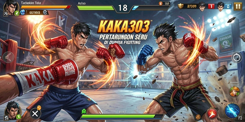 Tangkapan layar gameplay KAKA303 menampilkan karakter bertarung di arena yang mendebarkan.