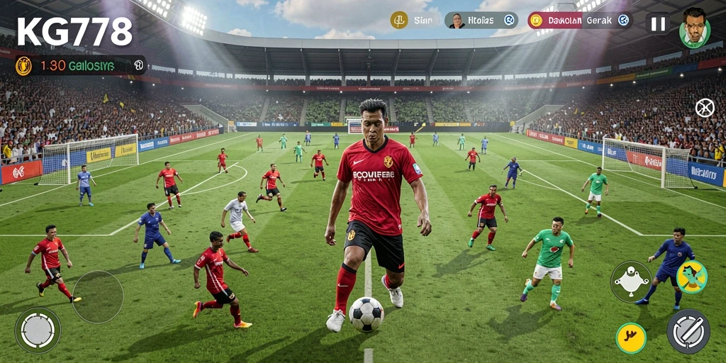 Tampilan gameplay seru dalam pertandingan sepak bola di KG778.
