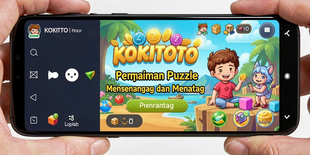 Tampilan gameplay KOKITOTO dengan berbagai teka-teki menarik.