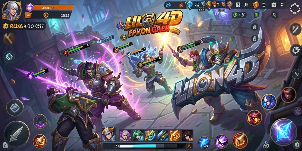 Tampilan gameplay seru dalam pertarungan MOBA LION4D.