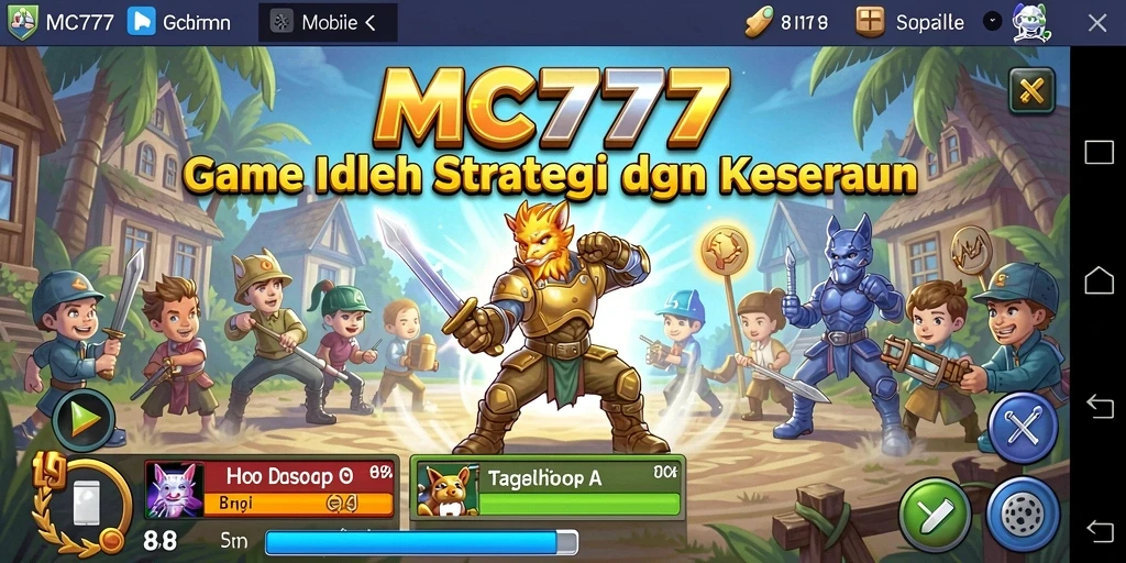 Screenshot gameplay MC777 menampilkan aksi pembangunan kerajaan yang menarik.