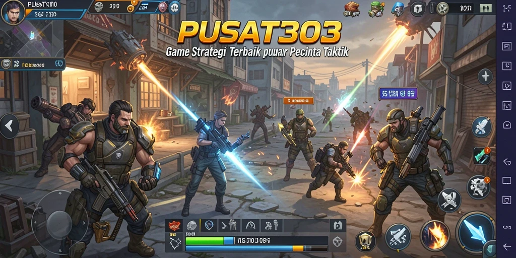 Tangkapan layar PUSAT303 menampilkan aksi pertarungan strategis yang intens.