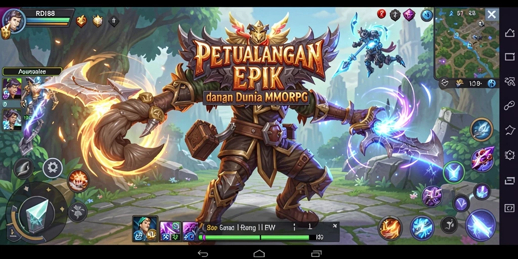 Screenshot gameplay RDI88 menampilkan pertarungan epik di dunia MMORPG.
