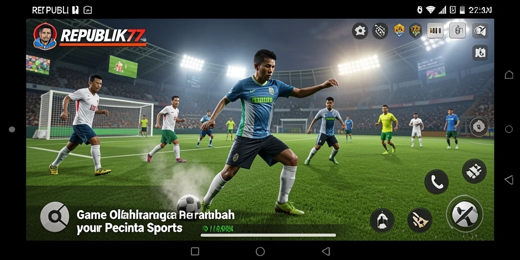 Tampilan gameplay menegangkan dari REPUBLIK77 dengan aksi olahraga seru.