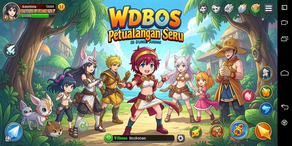 Screenshot utama WDBOS menampilkan aksi gameplay seru dalam dunia anime.